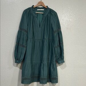 Marie Oliver Teal Long Sleeve Dress